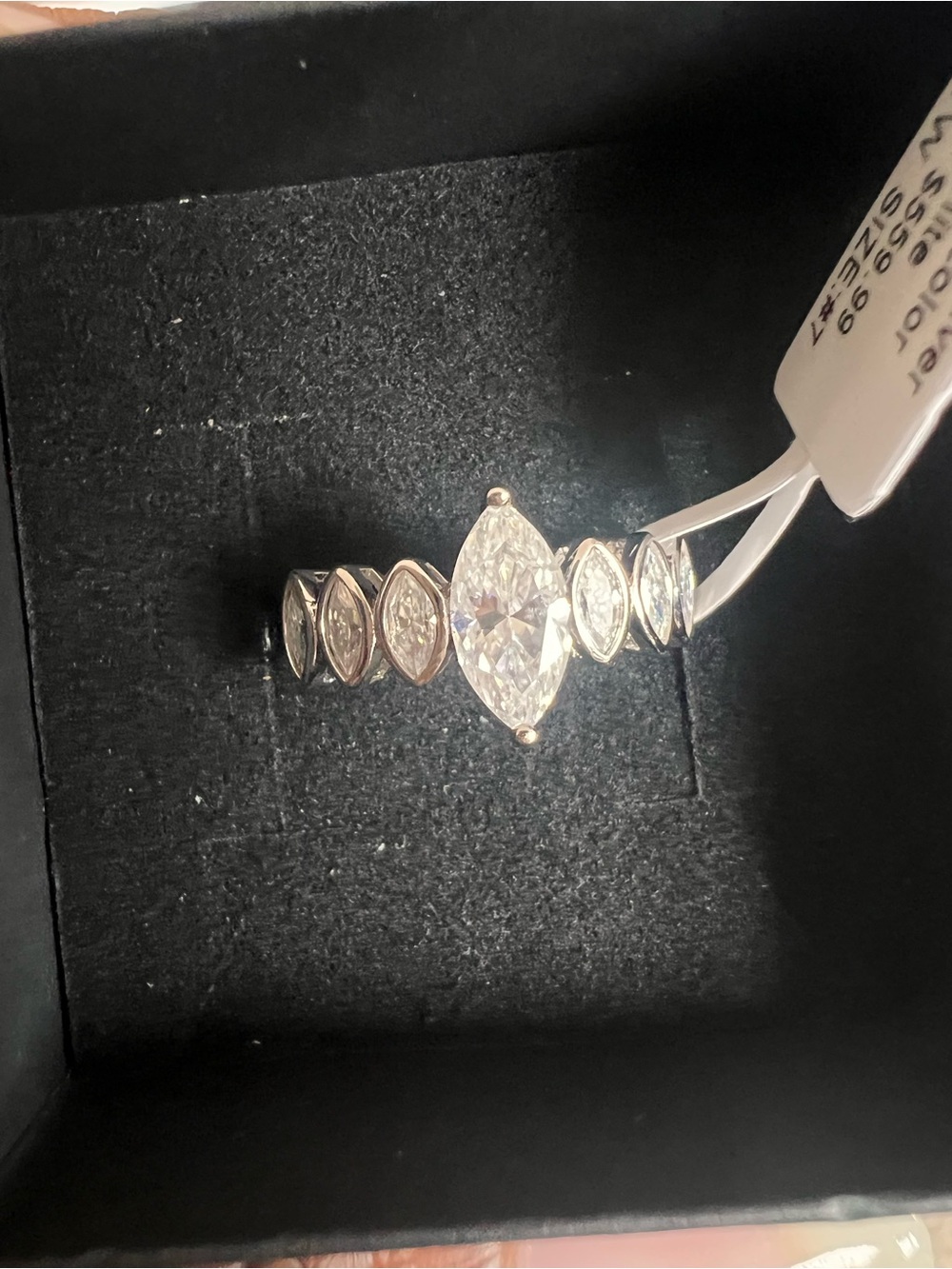 Marquise-Cut White Moissanite Ring size 7